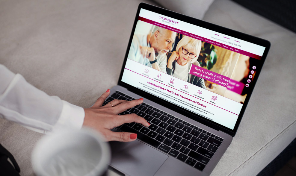 socilitors website show cased on a laptop